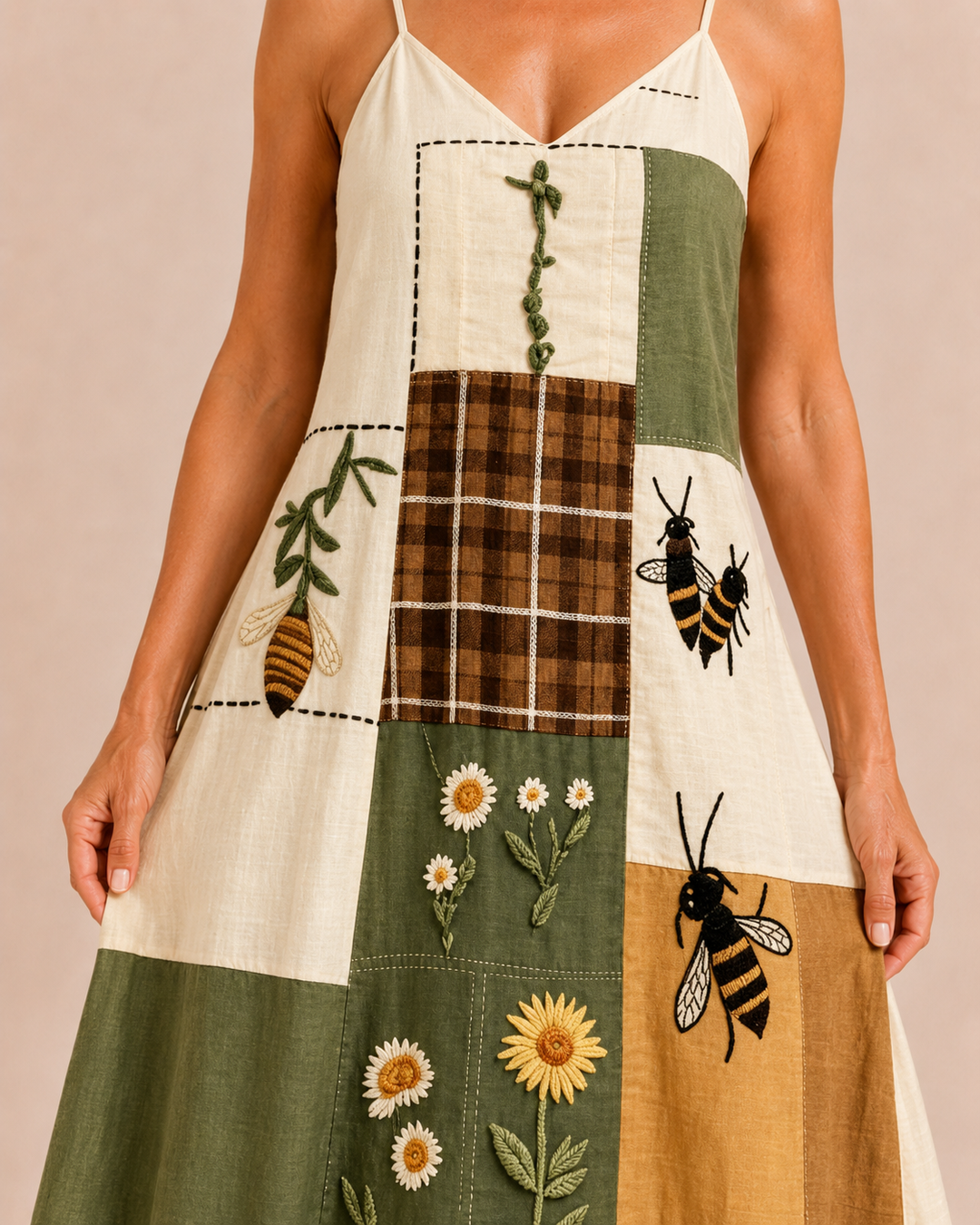 Devon | Patchwork Suspender Maxi Dress