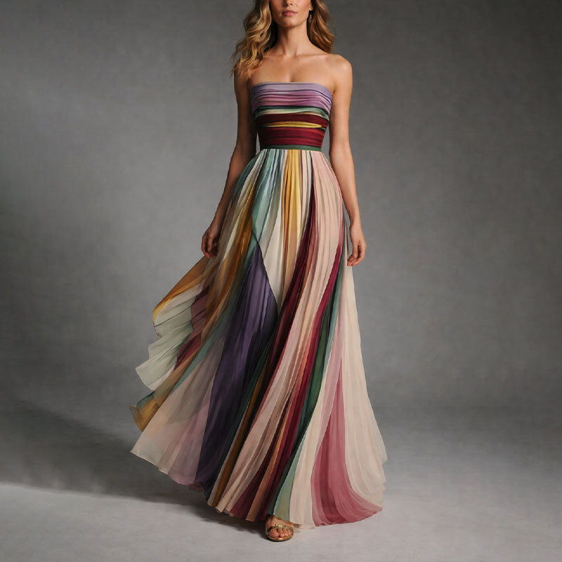 Dolores | Strapless Pleated Maxi Dress