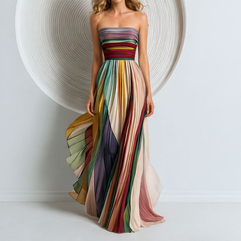 Dolores | Strapless Pleated Maxi Dress
