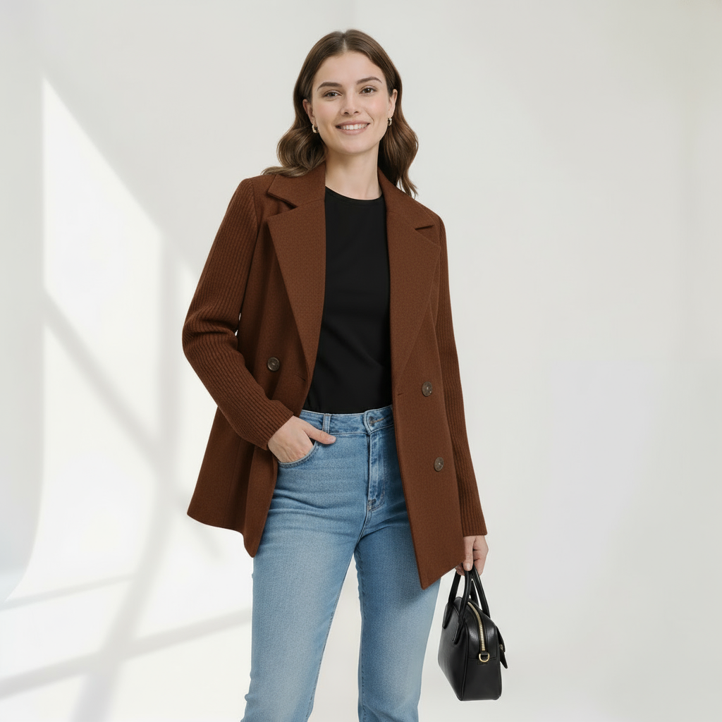 Sasha | Ribbed Knit Blazer Coat