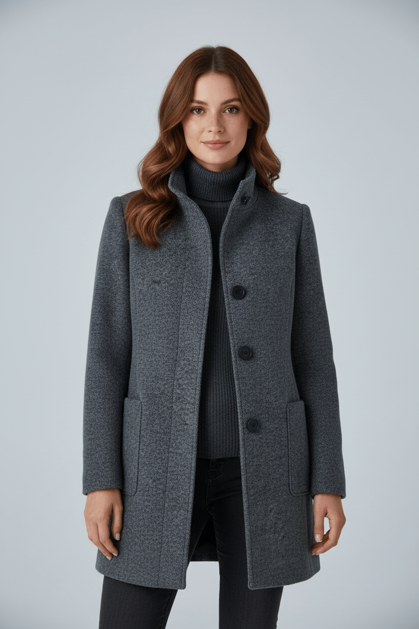 Wool Blend Tailored Overcoat