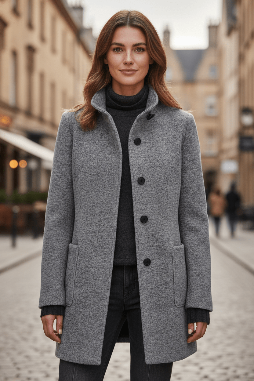 Wool Blend Tailored Overcoat