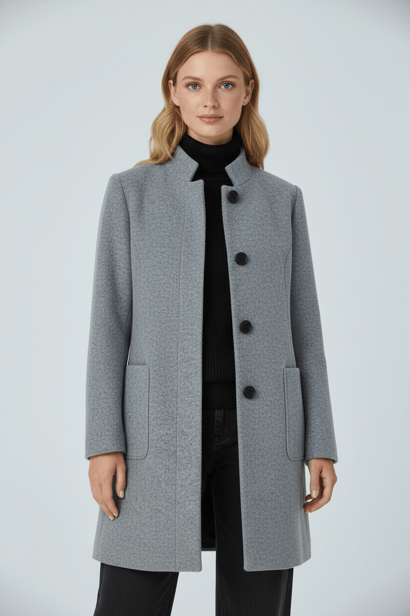 Wool Blend Tailored Overcoat