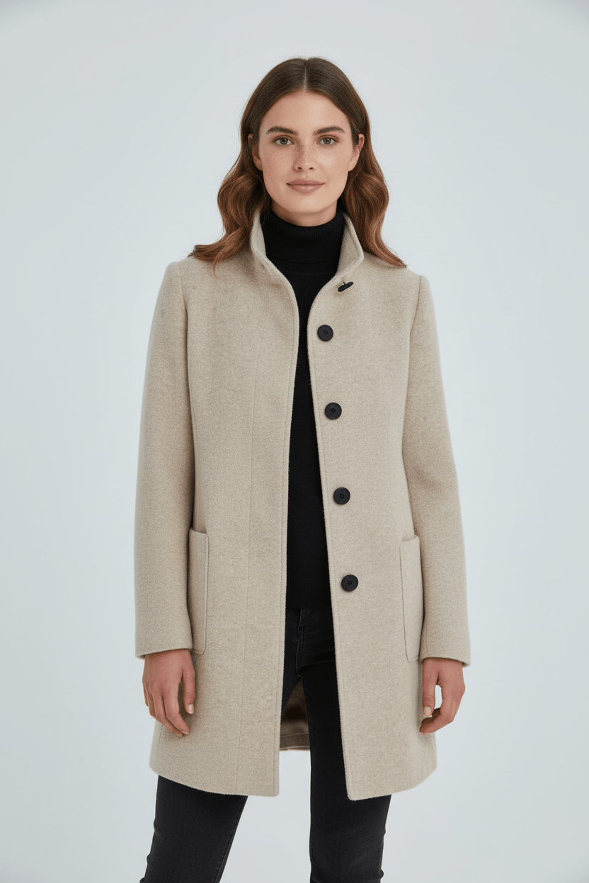 Wool Blend Tailored Overcoat