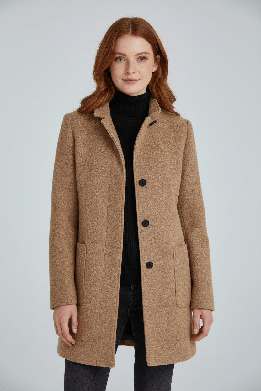 Wool Blend Tailored Overcoat