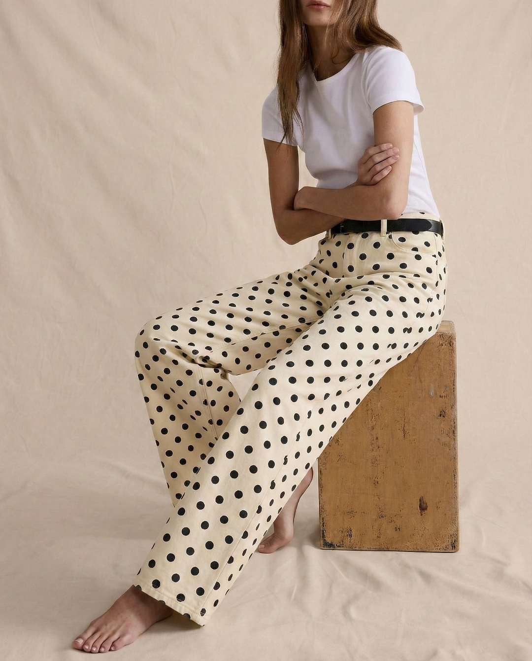 Polka Dot Wide-Leg Trouser