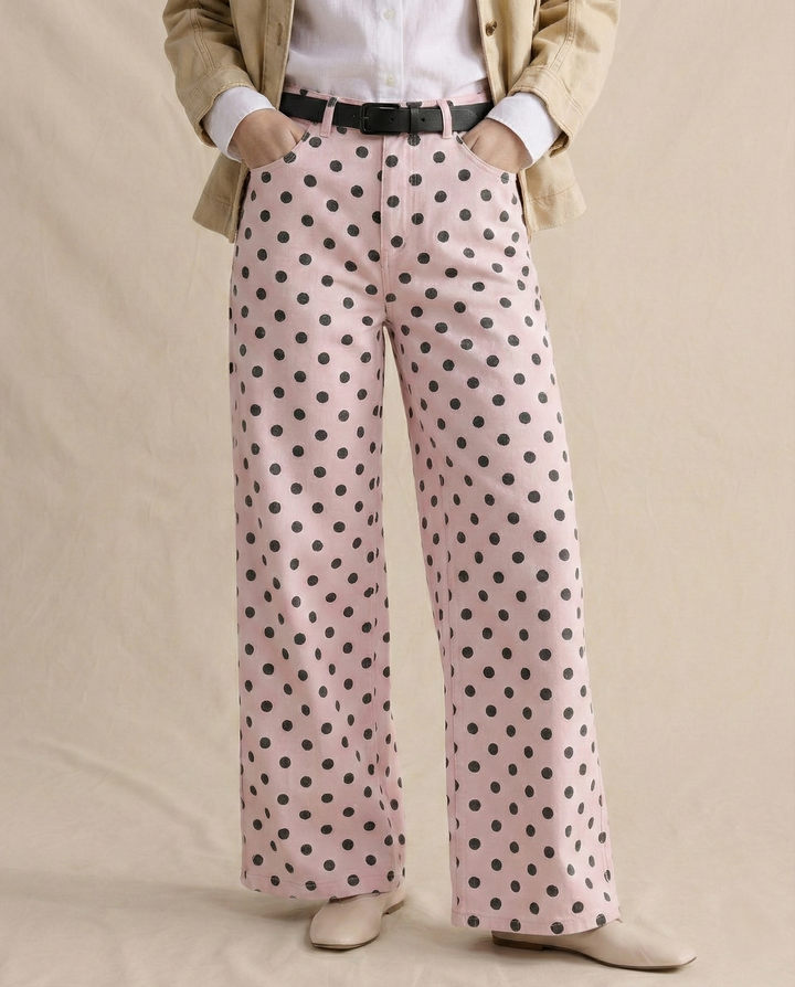 Polka Dot Wide-Leg Trouser