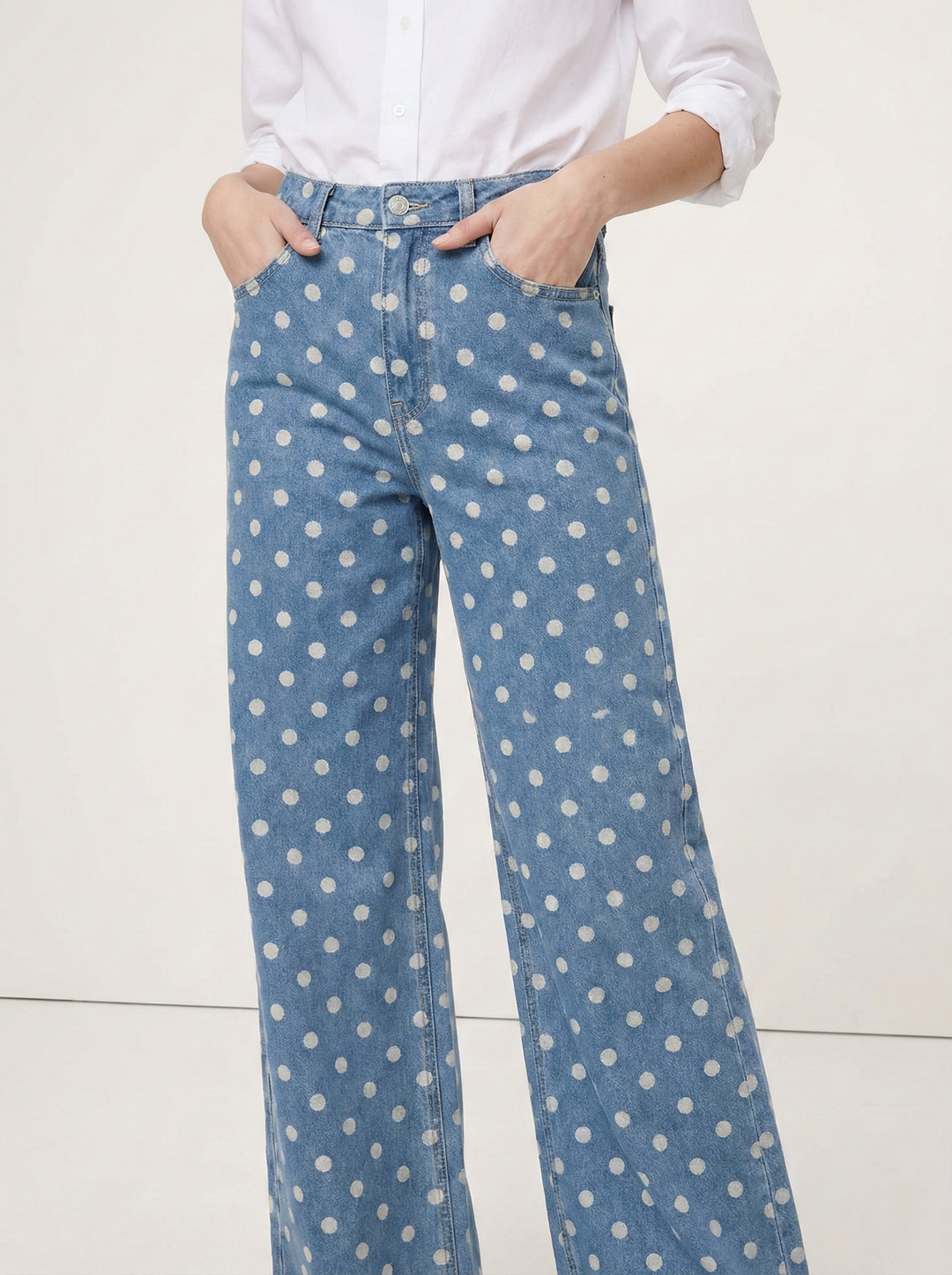 Polka Dot Wide-Leg Trouser