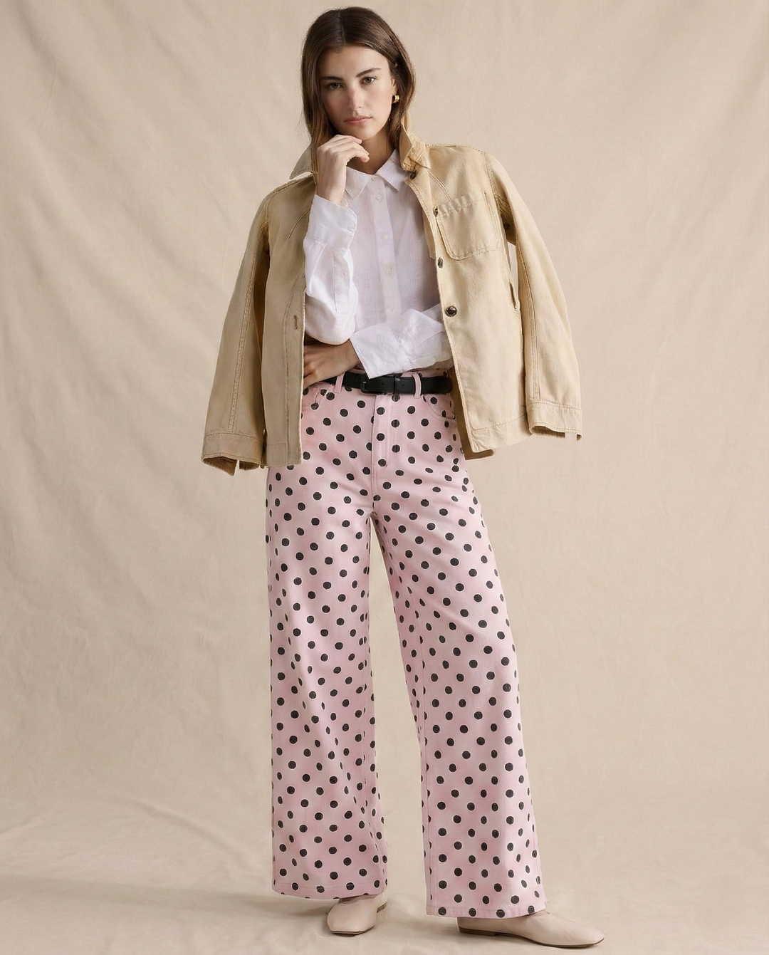 Polka Dot Wide-Leg Trouser