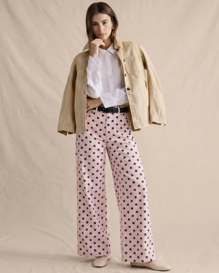 Polka Dot Wide-Leg Trouser