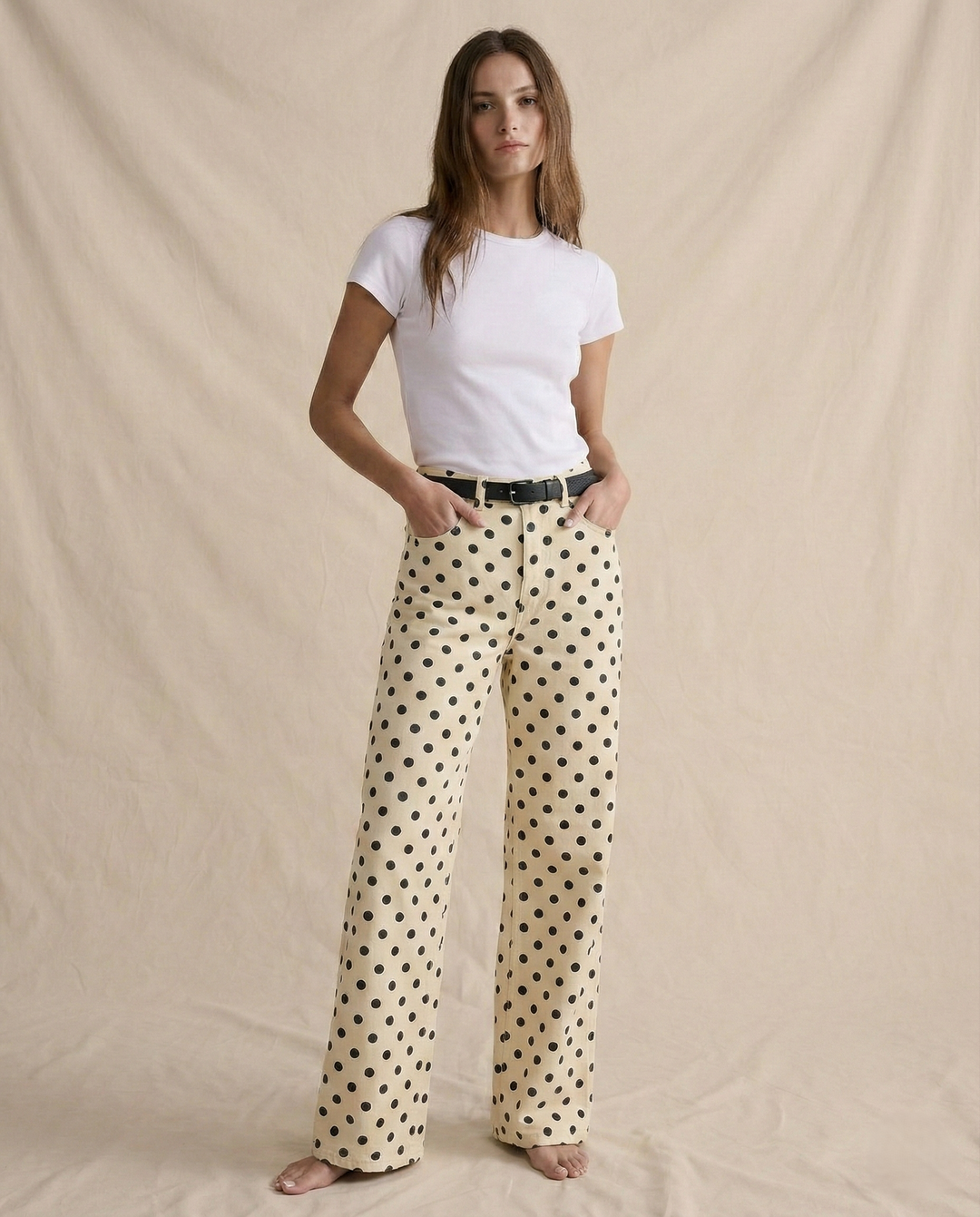 Polka Dot Wide-Leg Trouser