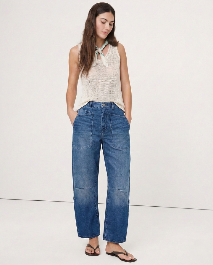 The Camden Structured Barrel Jean Denim