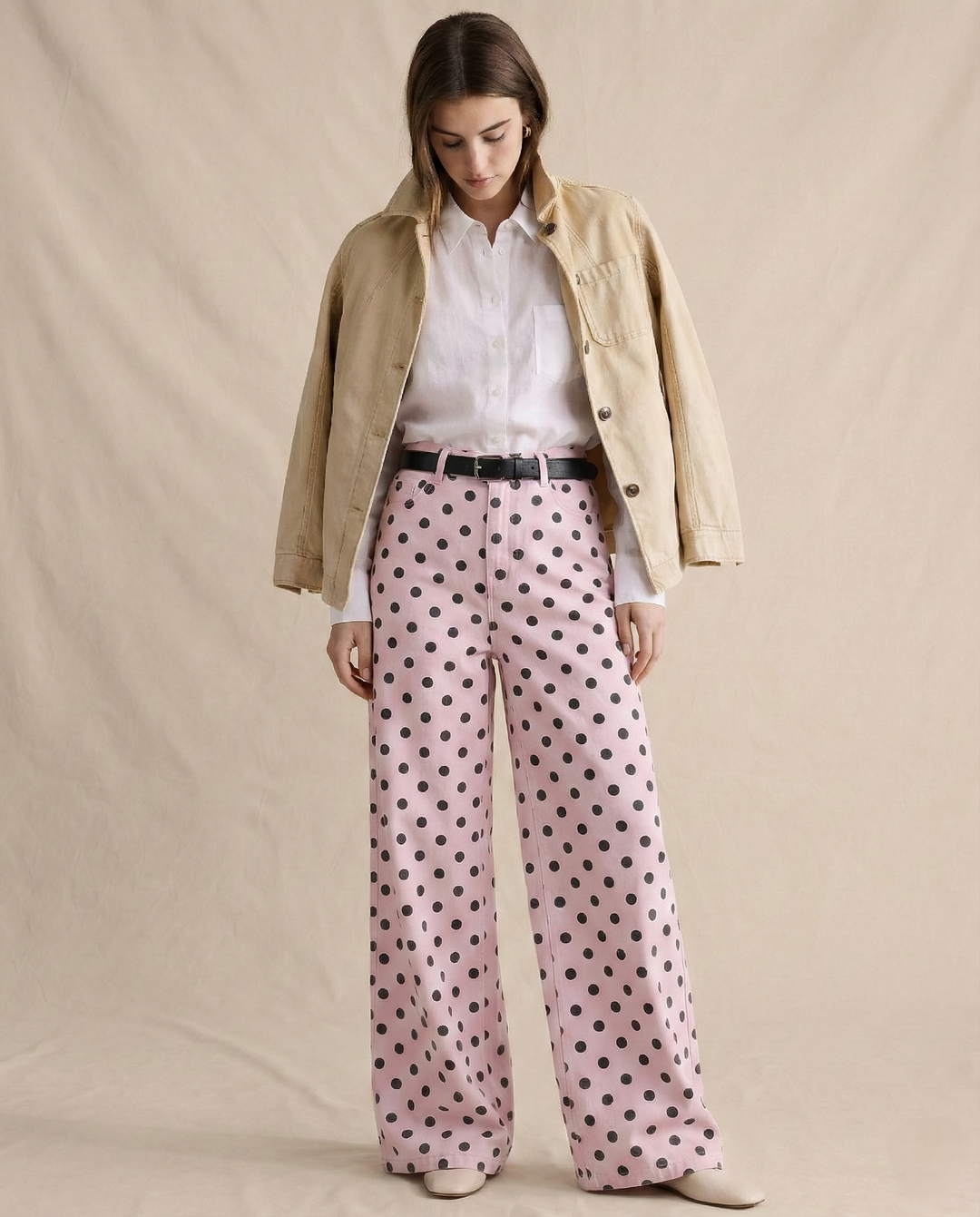 Polka Dot Wide-Leg Trouser