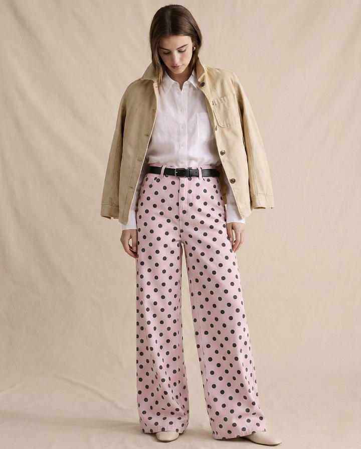 Polka Dot Wide-Leg Trouser