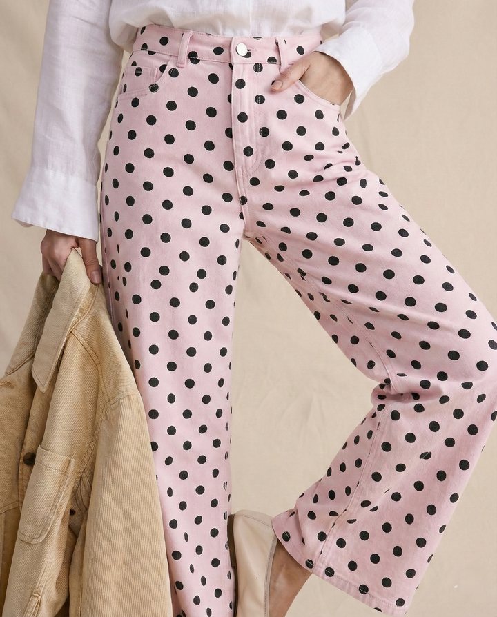 Polka Dot Wide-Leg Trouser