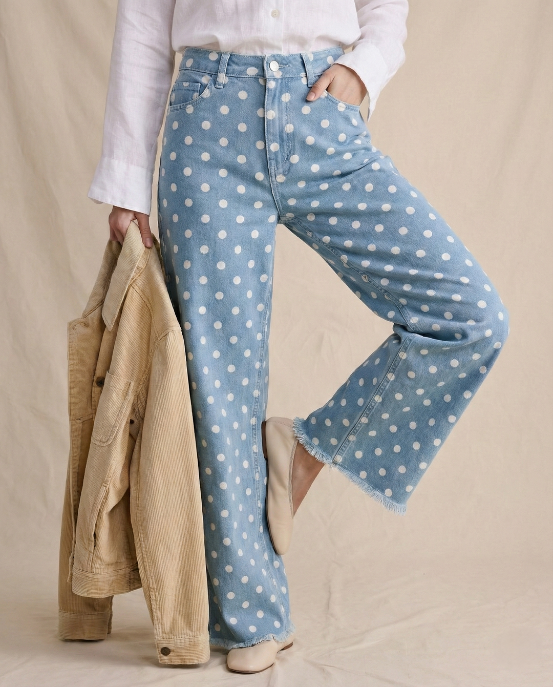 Polka Dot Wide-Leg Trouser