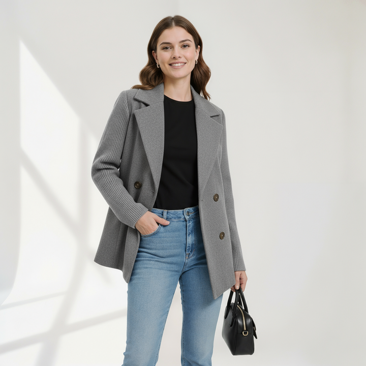 Sasha | Ribbed Knit Blazer Coat