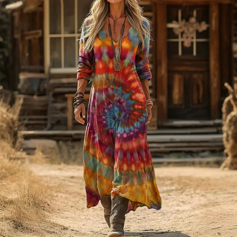 Bea | Long Sleeve Printed Shirt Dress