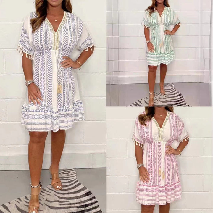Gail | Bohemian Ethnic Print Midi Dress
