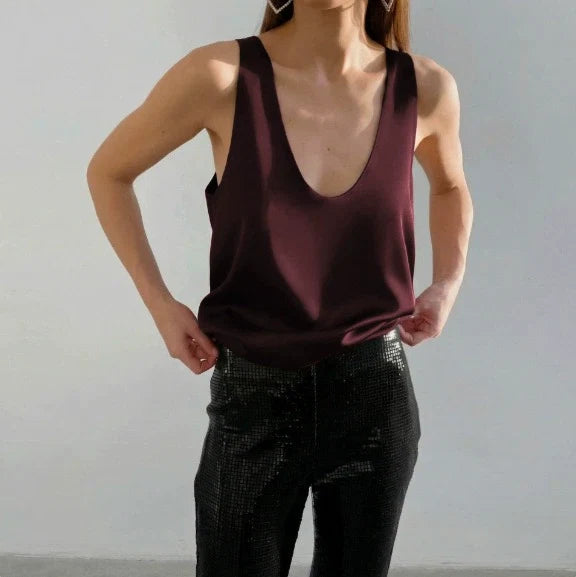 Lissia Deep Drape Satin Tank