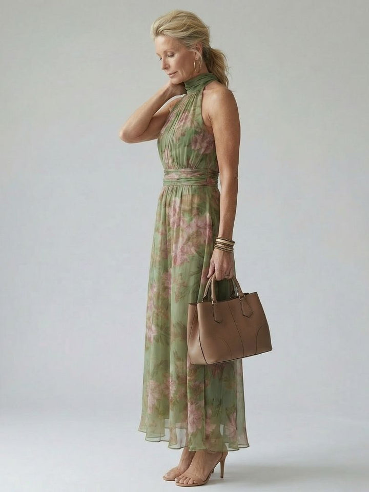 Frances | Gathered Halter Midi Dress