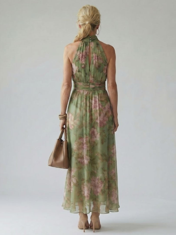 Frances | Gathered Halter Midi Dress
