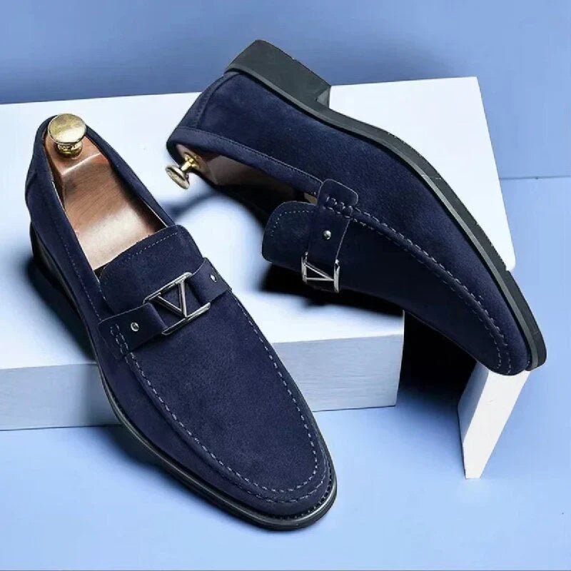 The Toscana Men's Suede Metal Buckle Loafers