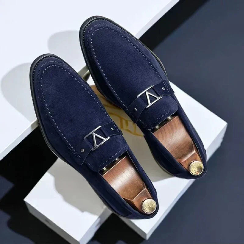 The Toscana Men's Suede Metal Buckle Loafers