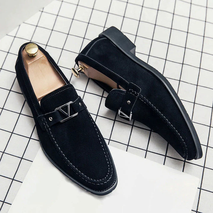 The Toscana Men's Suede Metal Buckle Loafers