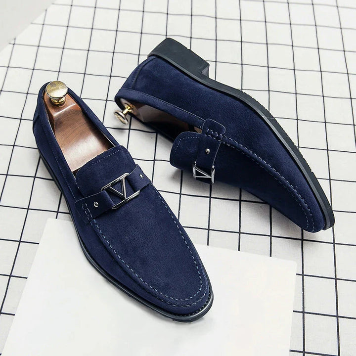The Toscana Men's Suede Metal Buckle Loafers