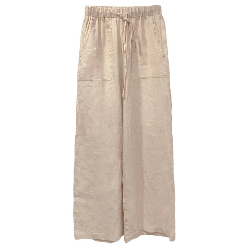 The Drawstring Straight Linen Pant
