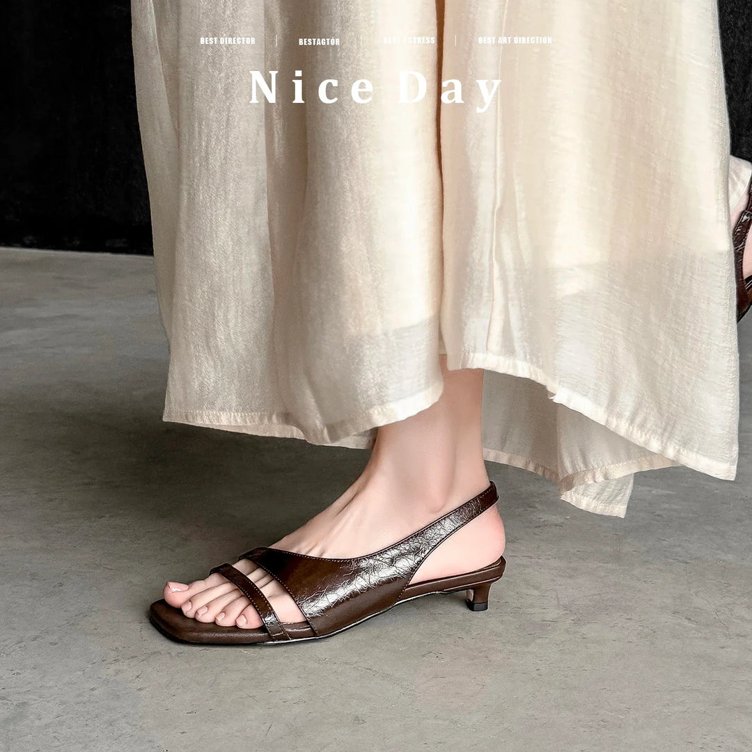 Biarritz Italian leather Line-Tied Heel