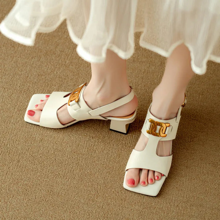 The Chain Detail Block Heel Sandal
