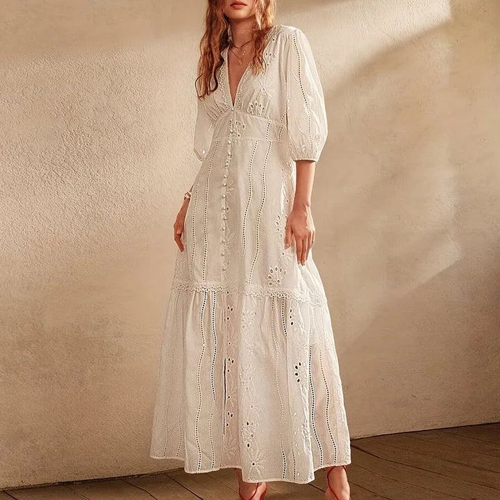 Women's Maxi Dress High Waist V-Neck