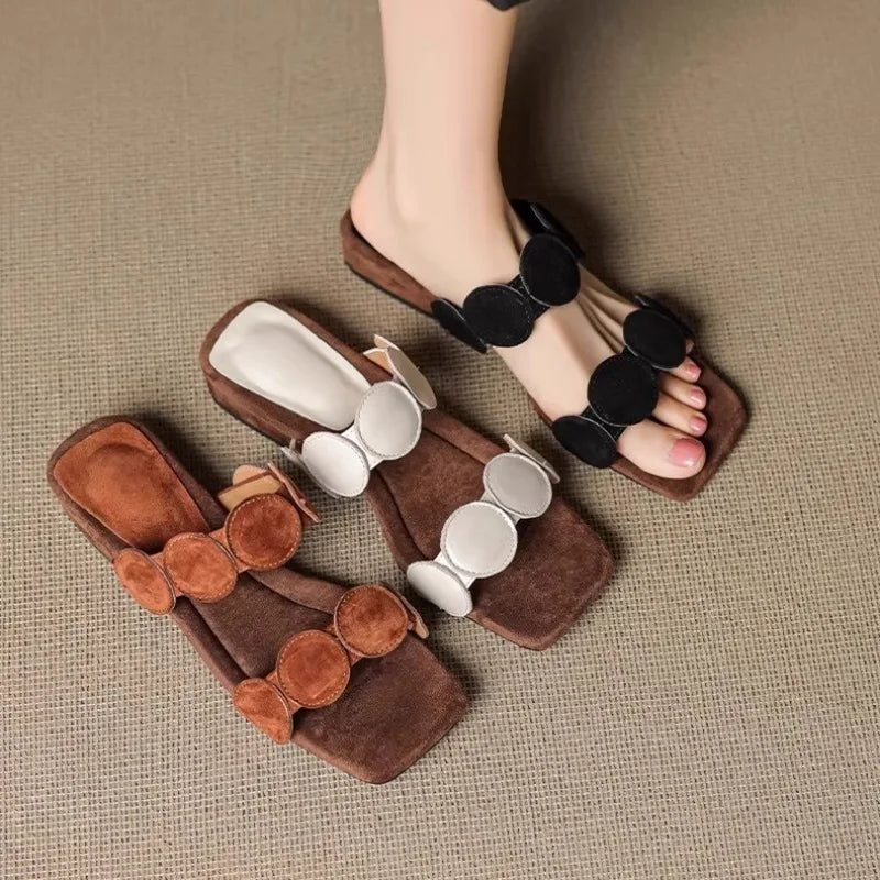 Aurelia Croc-Embossed Leather Mules