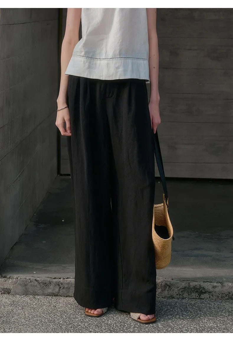 The Pleated Wide Leg Linen Pant