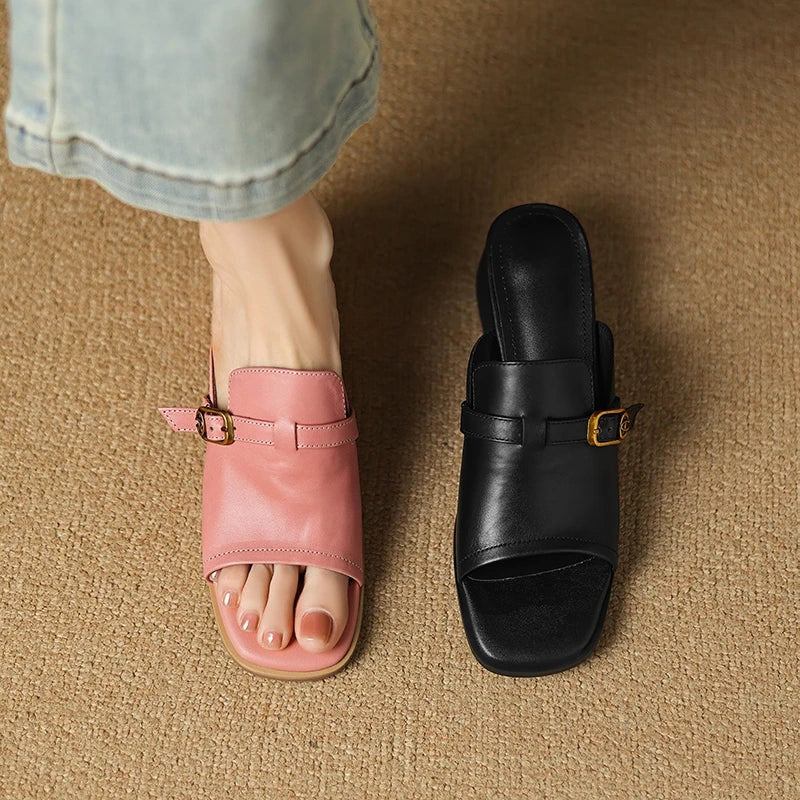 The Buckle Leather Slide