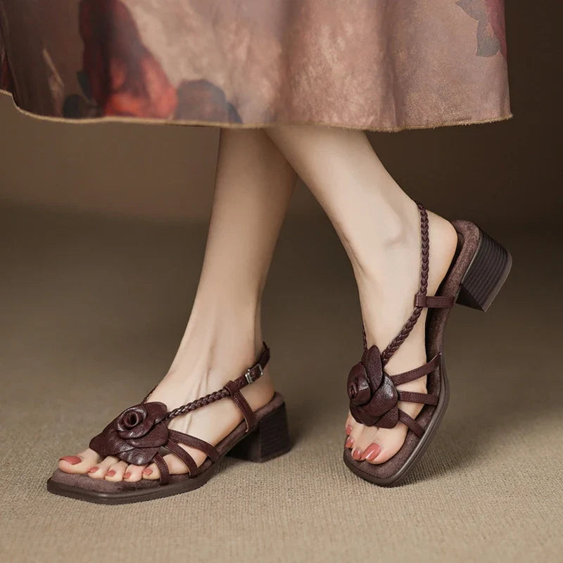 Soleil Chunky Heel Leather Sandals