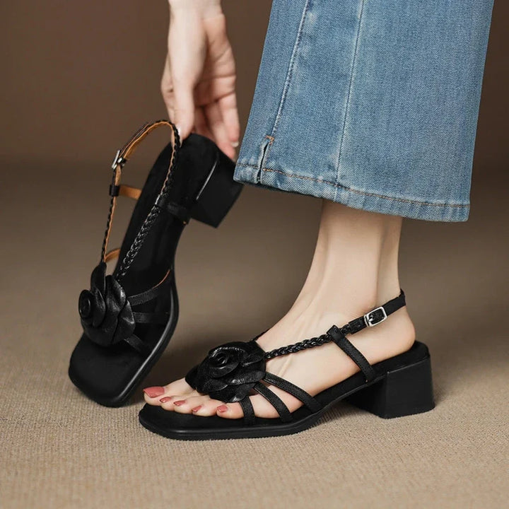 Soleil Chunky Heel Leather Sandals