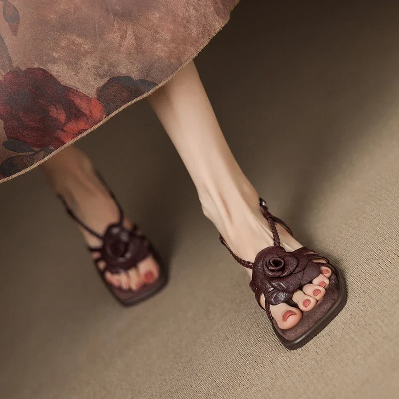 Soleil Chunky Heel Leather Sandals