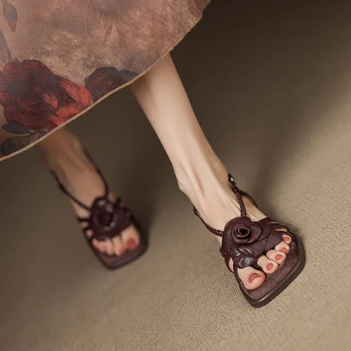 Soleil Chunky Heel Leather Sandals