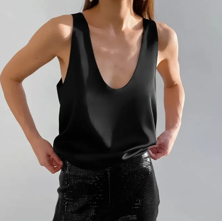 Lissia Deep Drape Satin Tank
