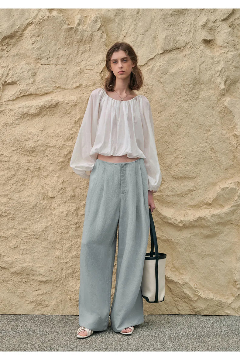 The Pleated Wide Leg Linen Pant