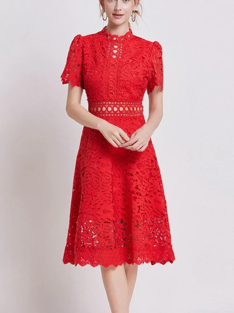 Marlene | Vintage Lace Cutwork Midi Dress