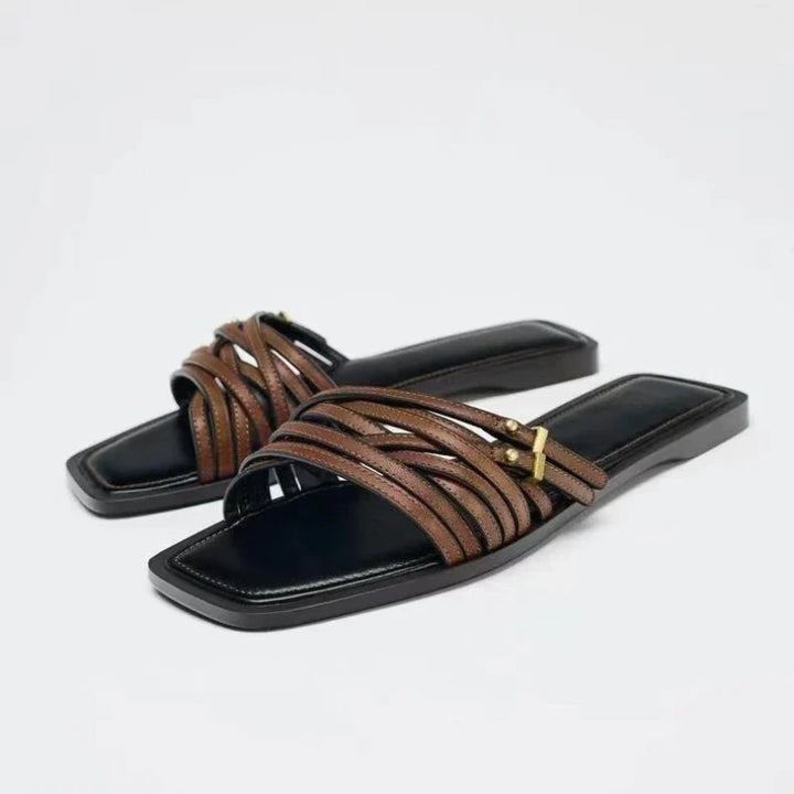 Capri Leather Flat Slides