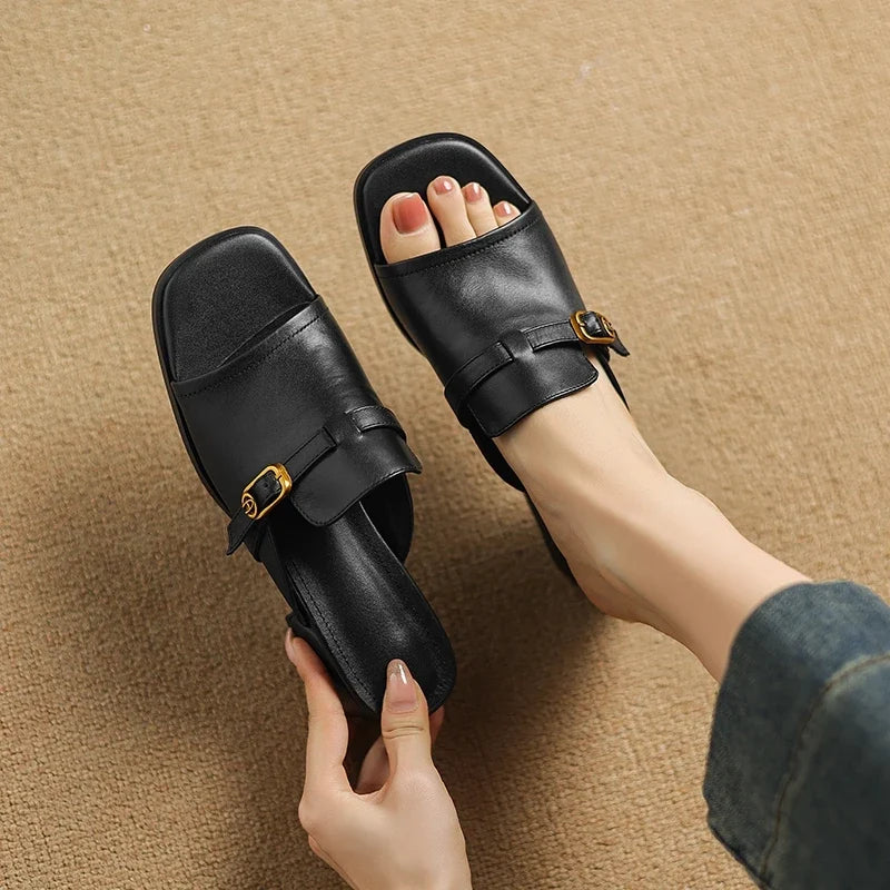 The Buckle Leather Slide