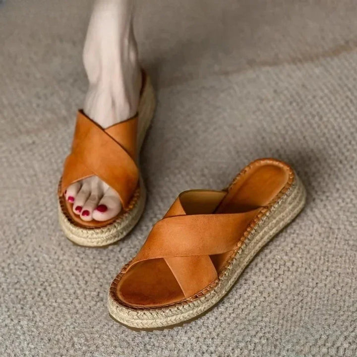 Sorella Woven Leather Platform Sandals