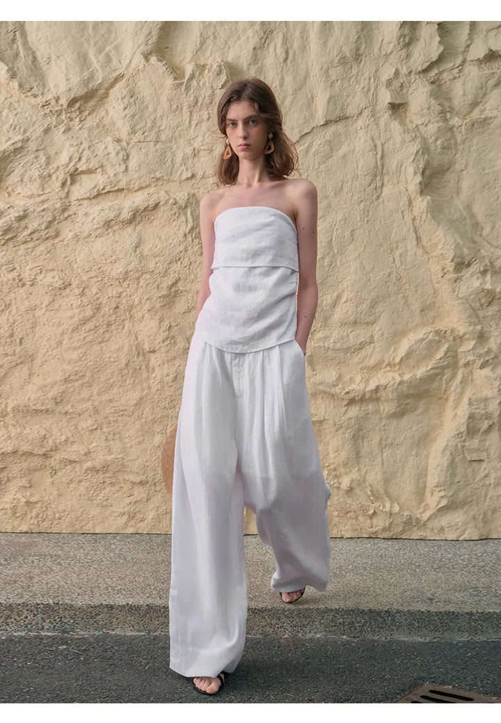 The Pleated Wide Leg Linen Pant