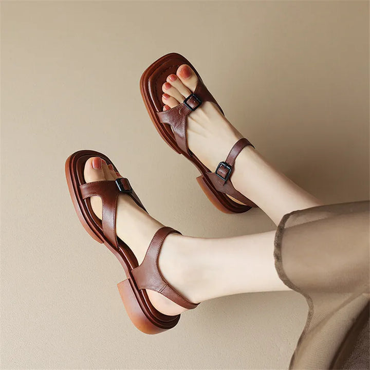 Lido Chunky Heel Leather Sandal