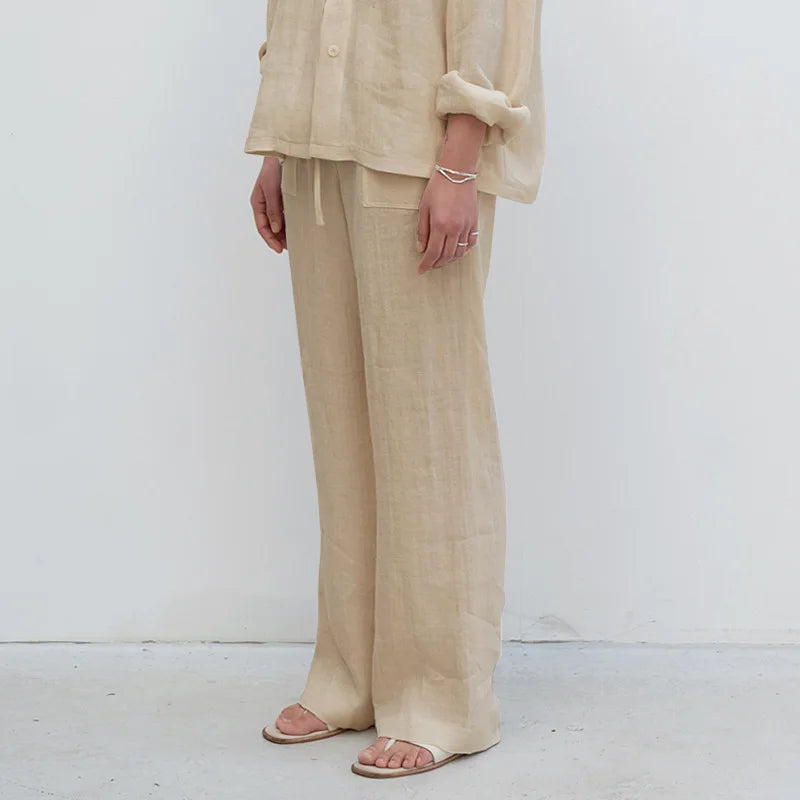 The Drawstring Straight Linen Pant